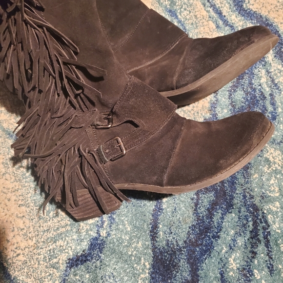 EUC KNEE HIGH FRINGE BOOTS SZ 10 - Picture 7 of 12